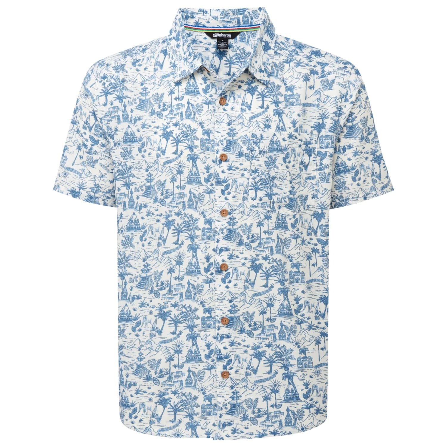 Мъжка риза с копчета Sherpa Ravi S/S Shirt - Katha White / Blue