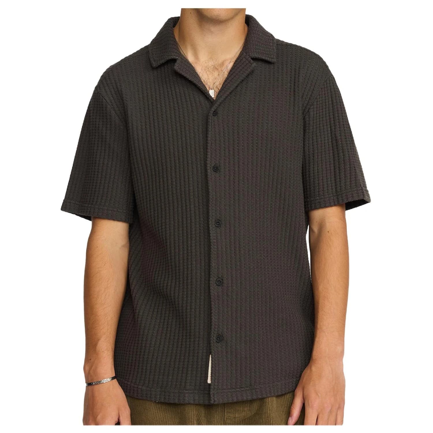 Мъжка риза с копчета Revolution Cuban Shirt Polyester S/S Shirt - Darkgrey