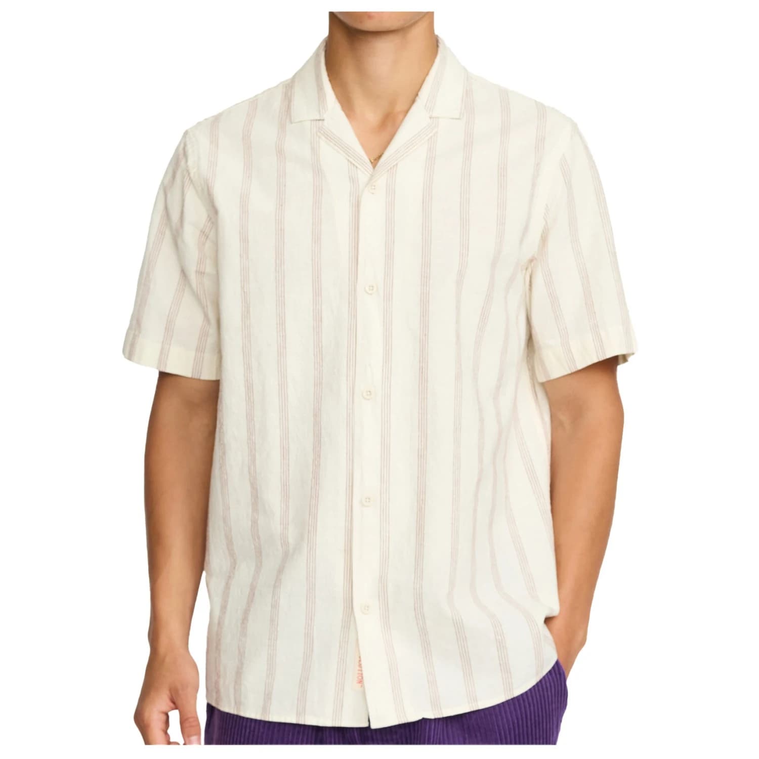 Мъжка риза с копчета Revolution Cuban Shirt Striped S/S Shirt - Darkorange