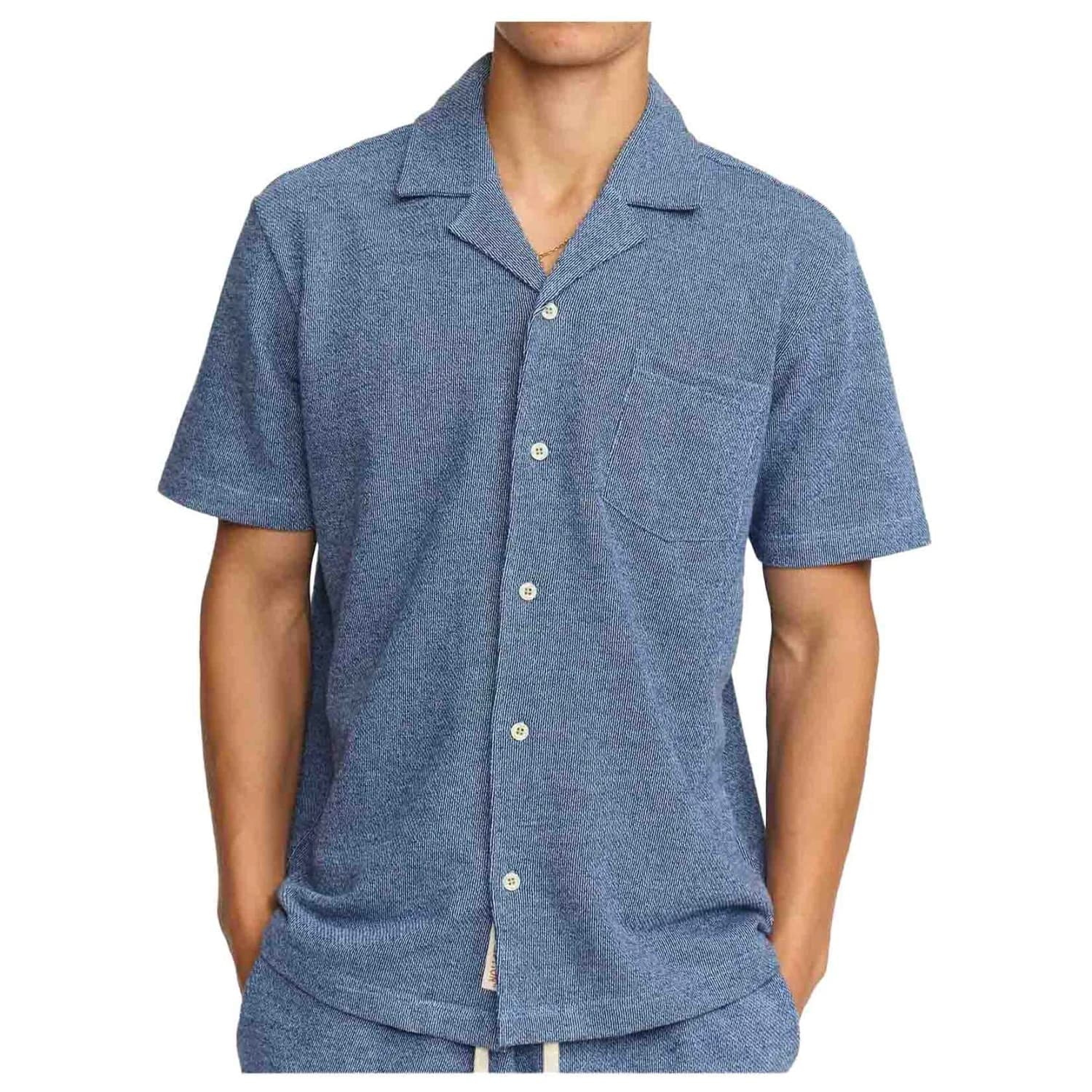 Мъжка риза с копчета Revolution Short-Sleeved Cuban Shirt - Blue