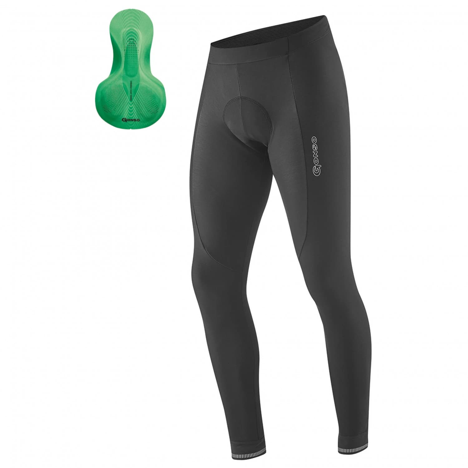 Мъжки дълъг панталон за колоездене Gonso Sitivo Tight Cycling bottoms - Black / Bright Green