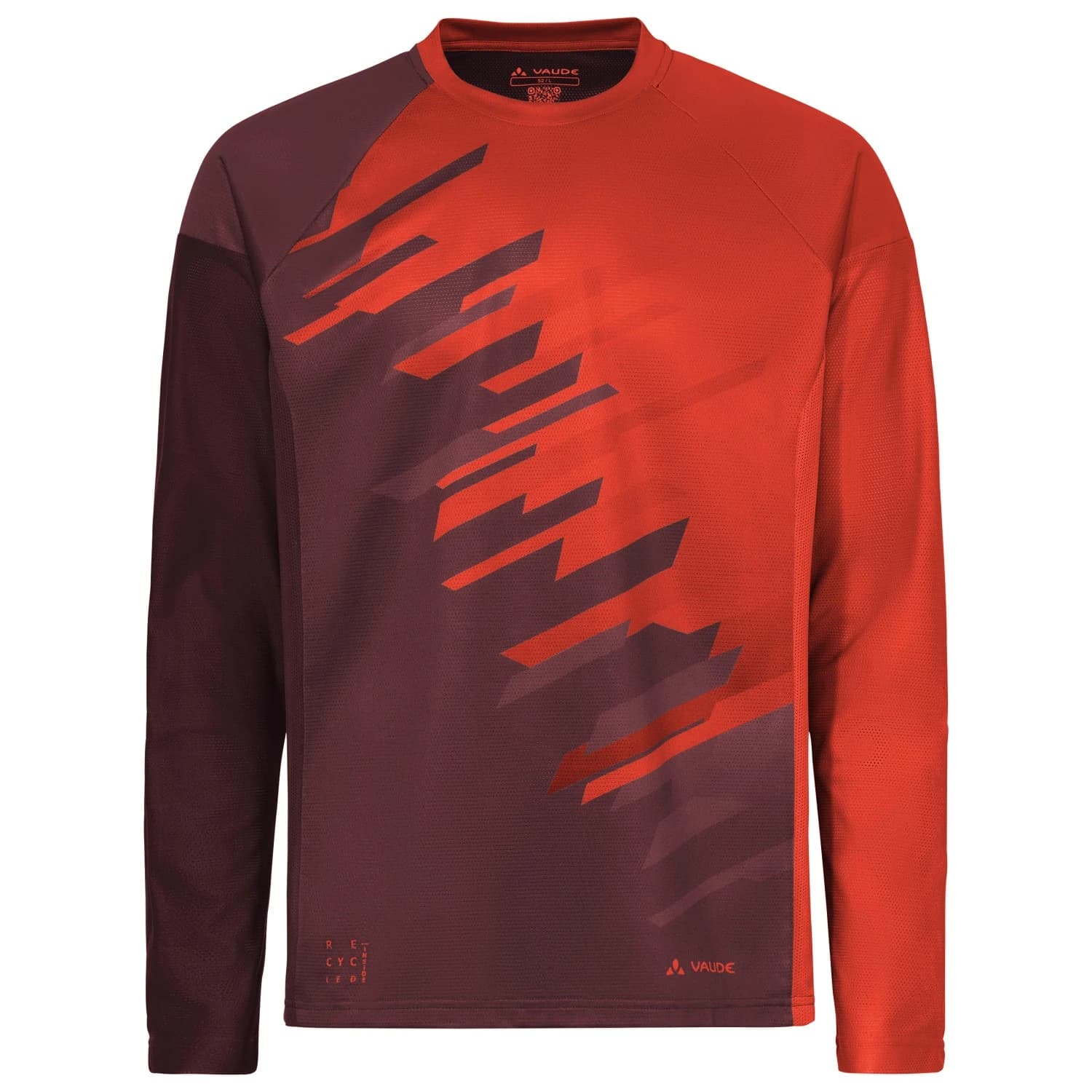 Мъжка фланелка с дълъг ръкав за колоездене Vaude Moab L/S T-Shirt VI Cycling jersey - Glowing Red / Black