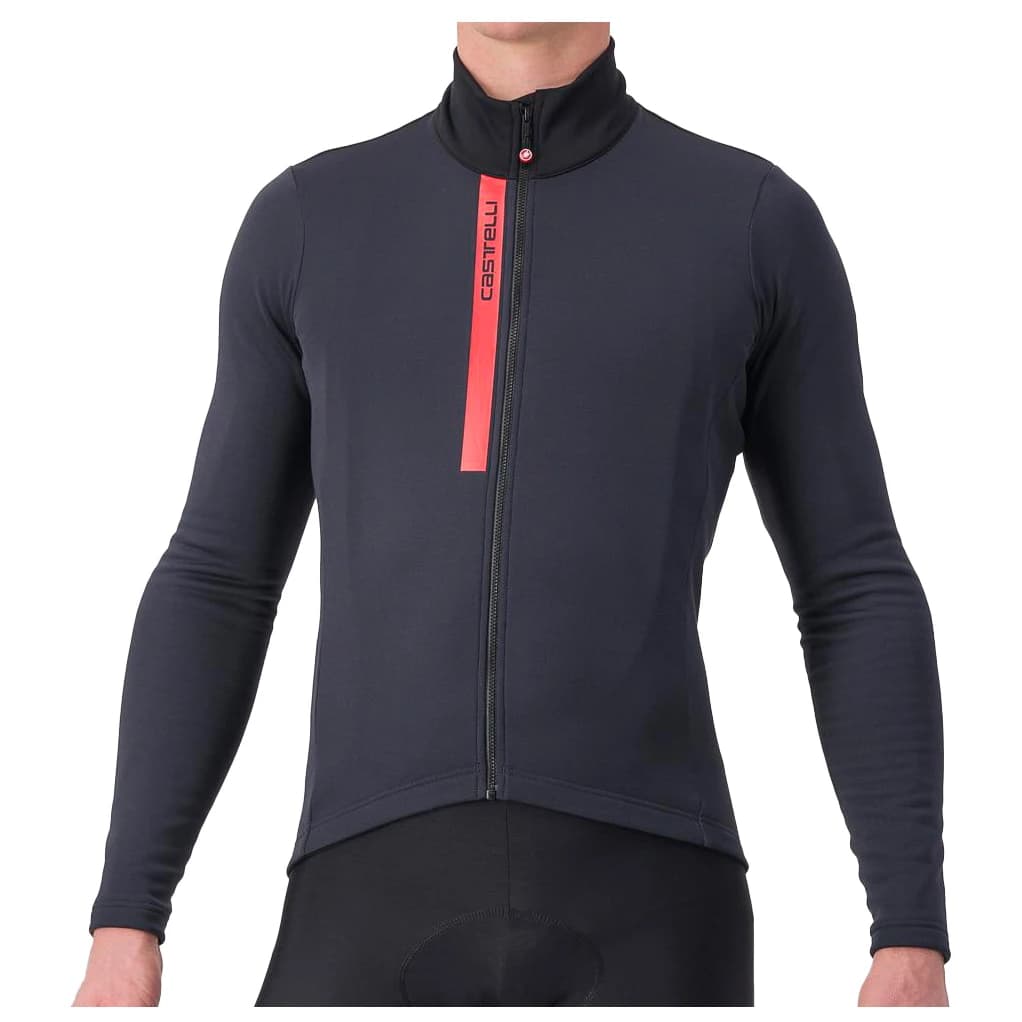 Фланелка с дълъг ръкав за колоездене Castelli Entrata Thermal Jersey Cycling jersey - Light Black / Red