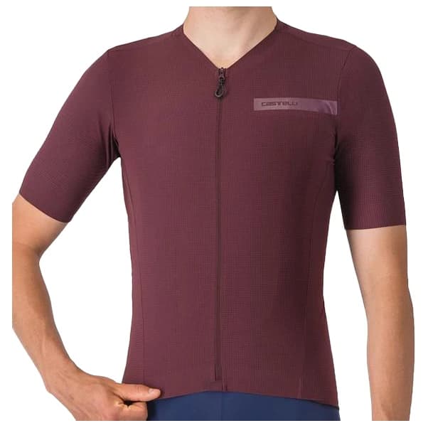 Мъжка фланелка с къс ръкав за колоездене Castelli Premio Evo Jersey Cycling jersey - Deep Bordeaux