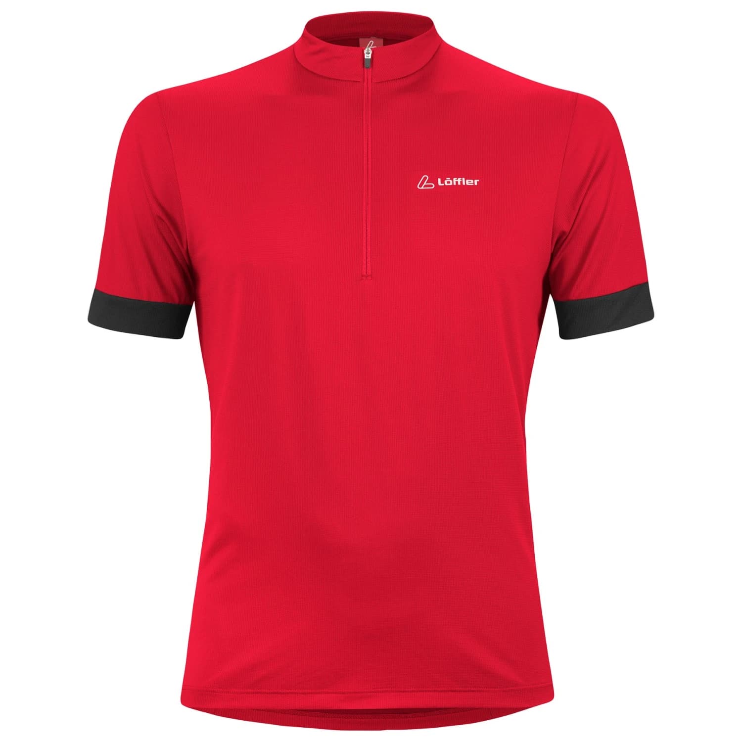 Мъжка фланелка с къс ръкав за колоездене Löffler Bike Shirt Half-Zip Pukka Cycling jersey - Red / Black
