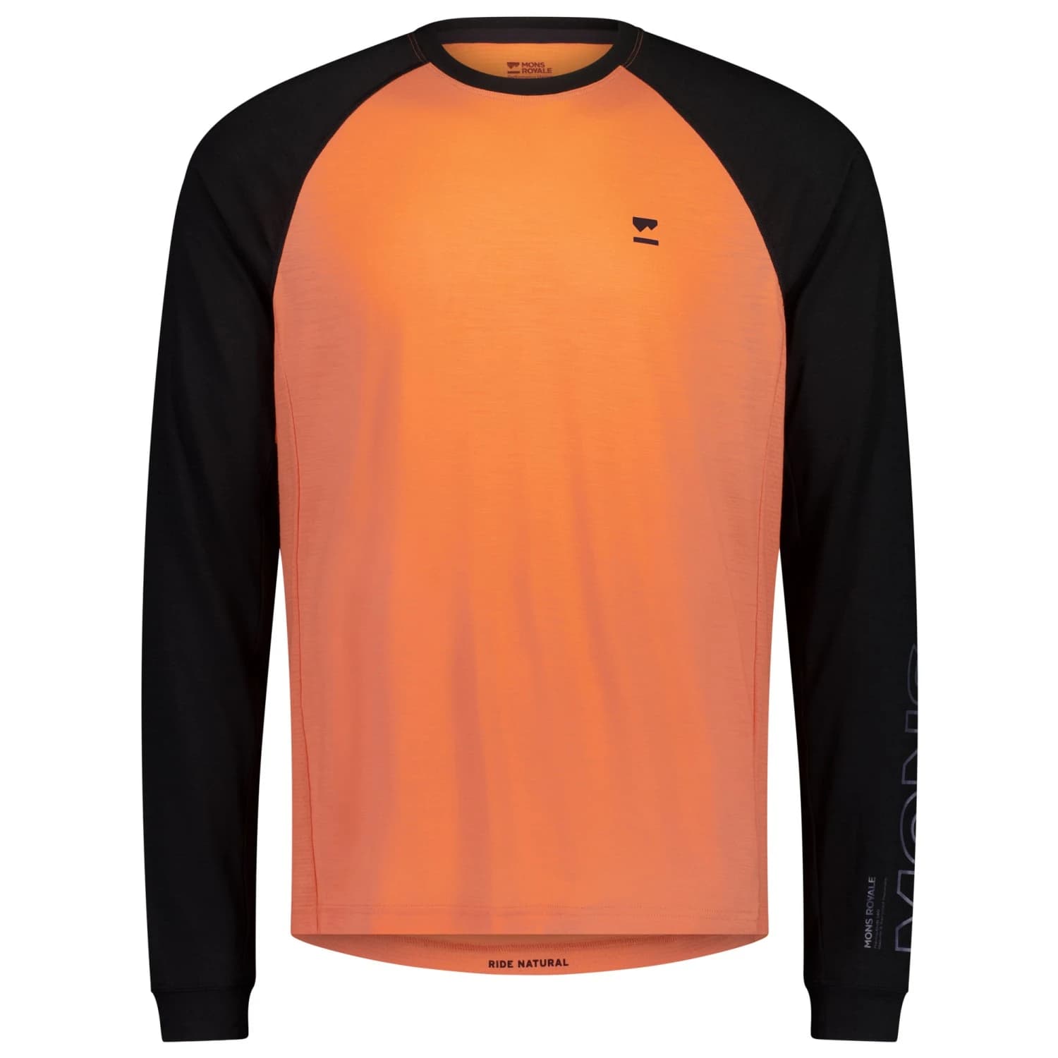 Мъжка фланелка с дълъг ръкав за колоездене Mons Royale Tarn Merino L/S Merino longsleeve - Sun Orange / Black