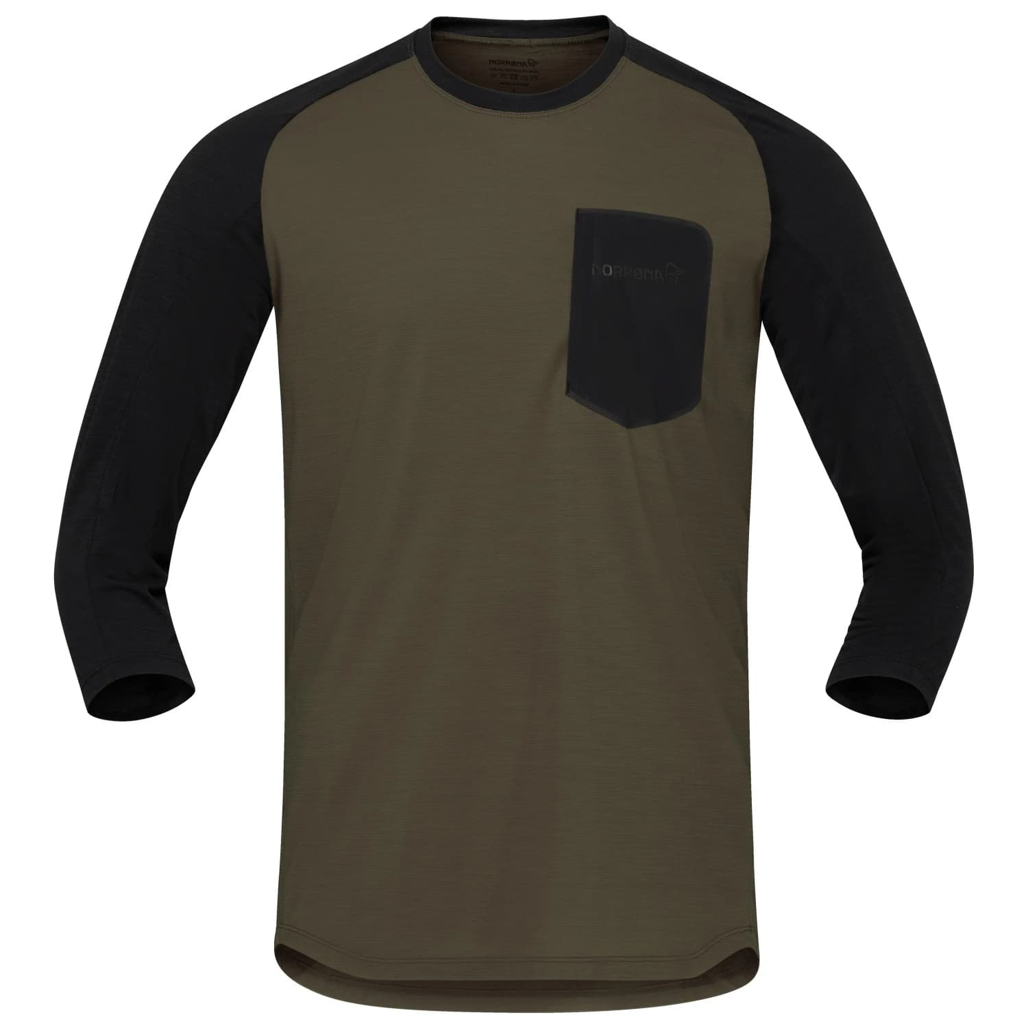 Мъжка фланелка с дълъг ръкав за колоездене Norrøna Skibotn Equaliser Merino 3/4 T-Shirt Cycling jersey - Olive Night / Caviar Black