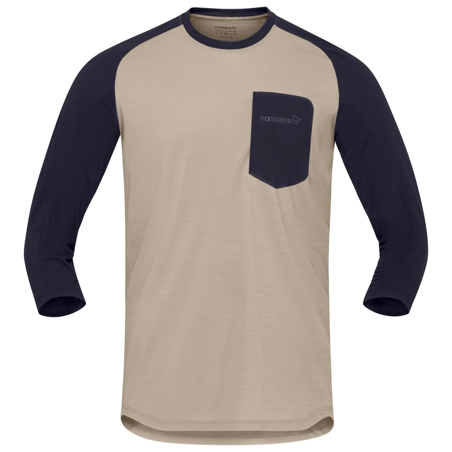 Мъжка фланелка с дълъг ръкав за колоездене Norrøna Skibotn Equaliser Merino 3/4 T-Shirt Cycling jersey - Winter Twig / Caviar Black