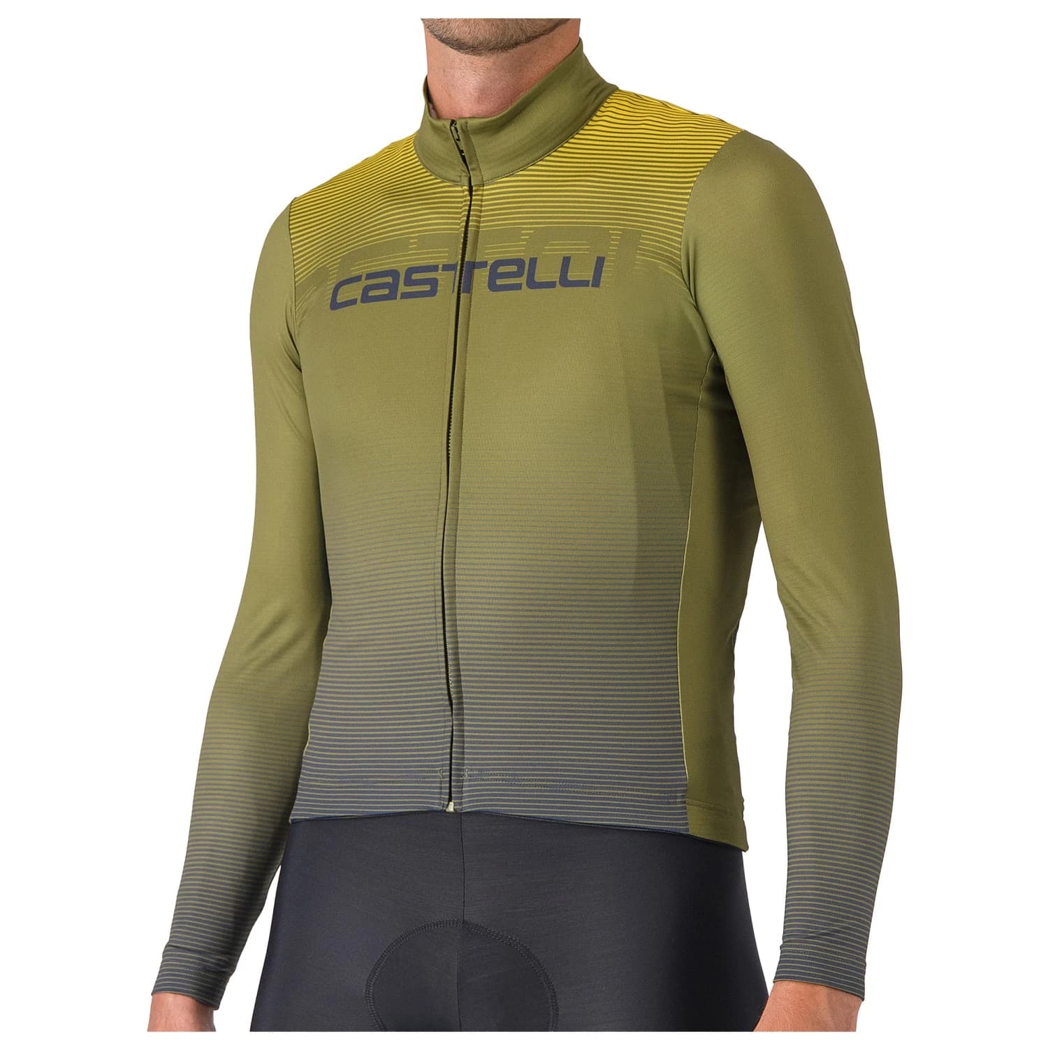 Мъжка фланелка с дълъг ръкав за колоездене Castelli Apice Thermal Jersey Cycling jersey - Sage / Twilight Blue / Mango Mojit