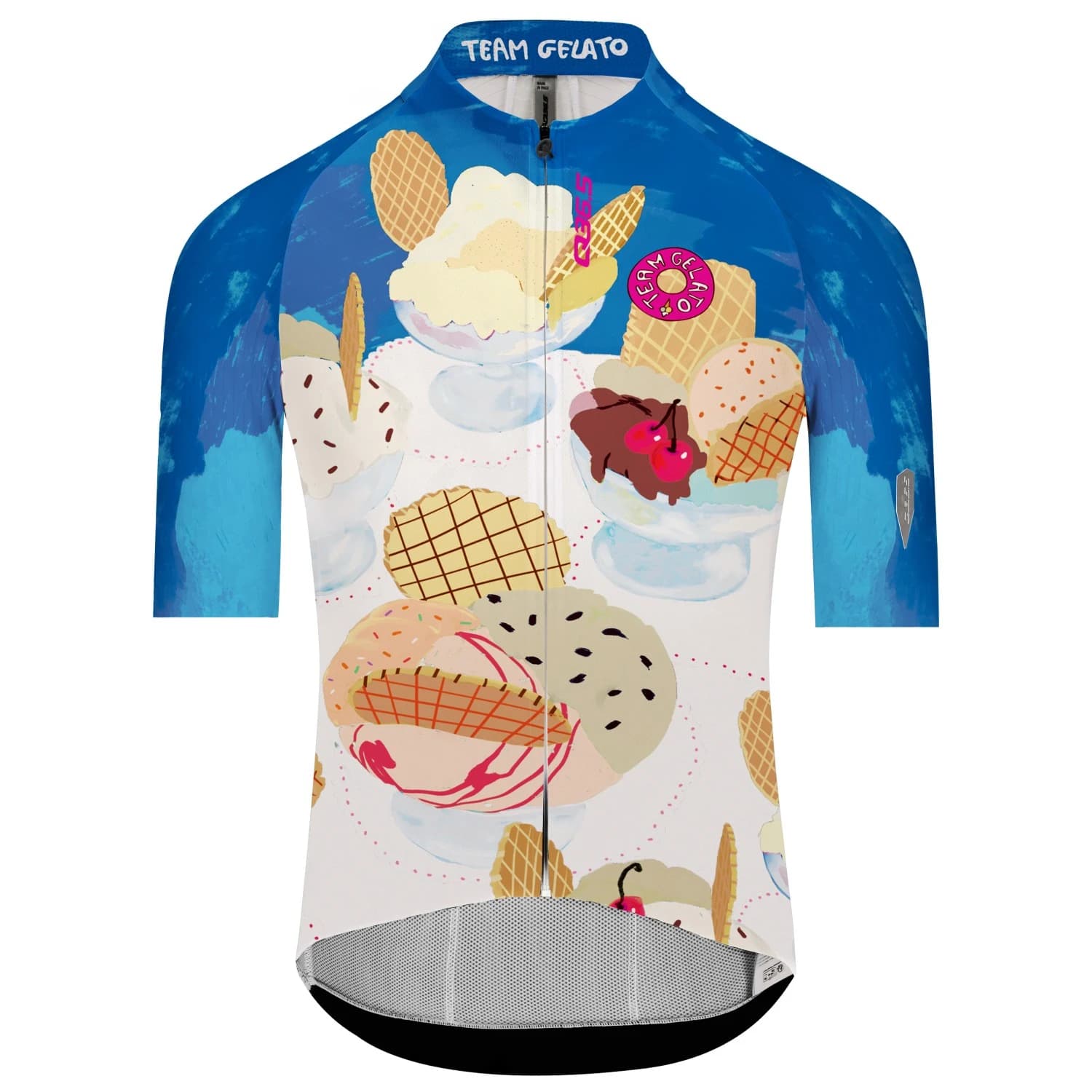 Мъжка фланелка с къс ръкав за колоездене Q36.5 Gregarius Pro Team Gelato Jersey Cycling jersey - White