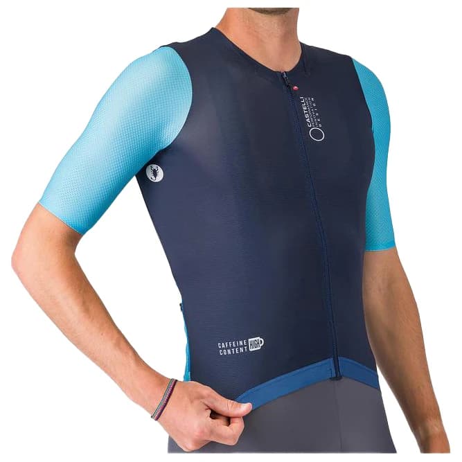 Мъжка фланелка с къс ръкав за колоездене Castelli Corretto Jersey Cycling jersey - Belgian Blue / Blue Fiamma-White