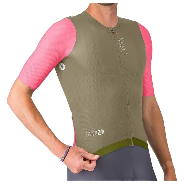 Мъжка фланелка с къс ръкав за колоездене Castelli Corretto Jersey Cycling jersey - Elmwood / Rosa Giro-White