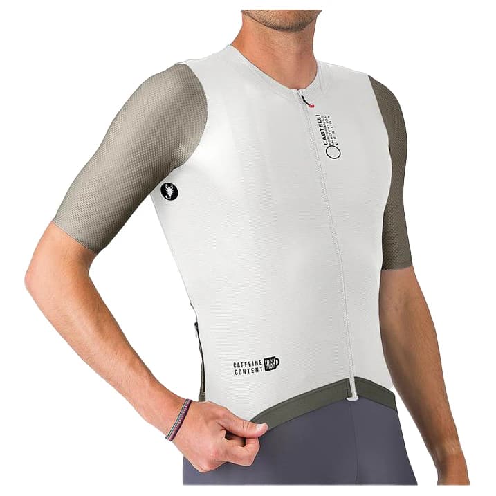 Мъжка фланелка с къс ръкав за колоездене Castelli Corretto Jersey Cycling jersey - Ivory / Clay-Black