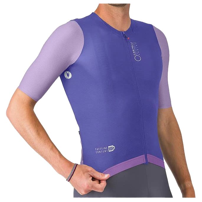 Мъжка фланелка с къс ръкав за колоездене Castelli Corretto Jersey Cycling jersey - Ultraviolet / Purple Mist-White