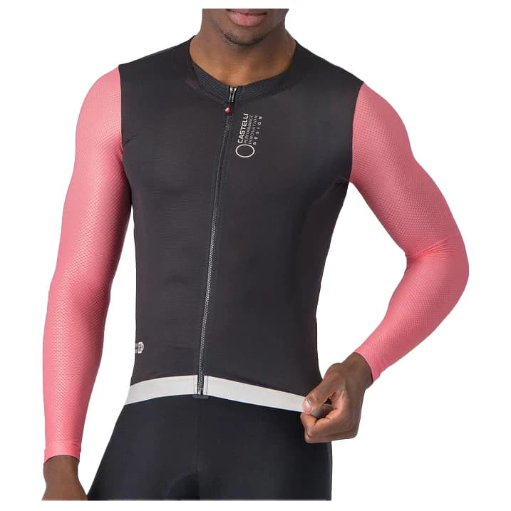 Мъжка фланелка с дълъг ръкав за колоездене Castelli Corretto L/S Jersey Cycling jersey - Black / Rosa Giro-Silver Moon