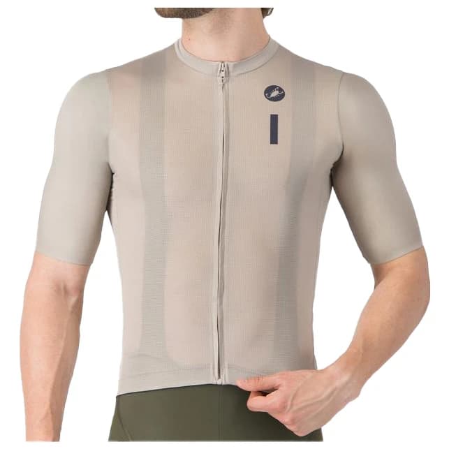 Мъжка фланелка с къс ръкав за колоездене Castelli Drittone Logo Jersey Cycling jersey - Clay / Belgian Blue