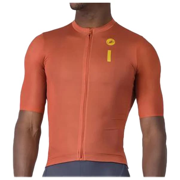 Мъжка фланелка с къс ръкав за колоездене Castelli Drittone Logo Jersey Cycling jersey - Paprika / Mango Mojito