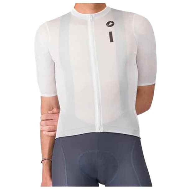 Мъжка фланелка с къс ръкав за колоездене Castelli Drittone Logo Jersey Cycling jersey - White / Black