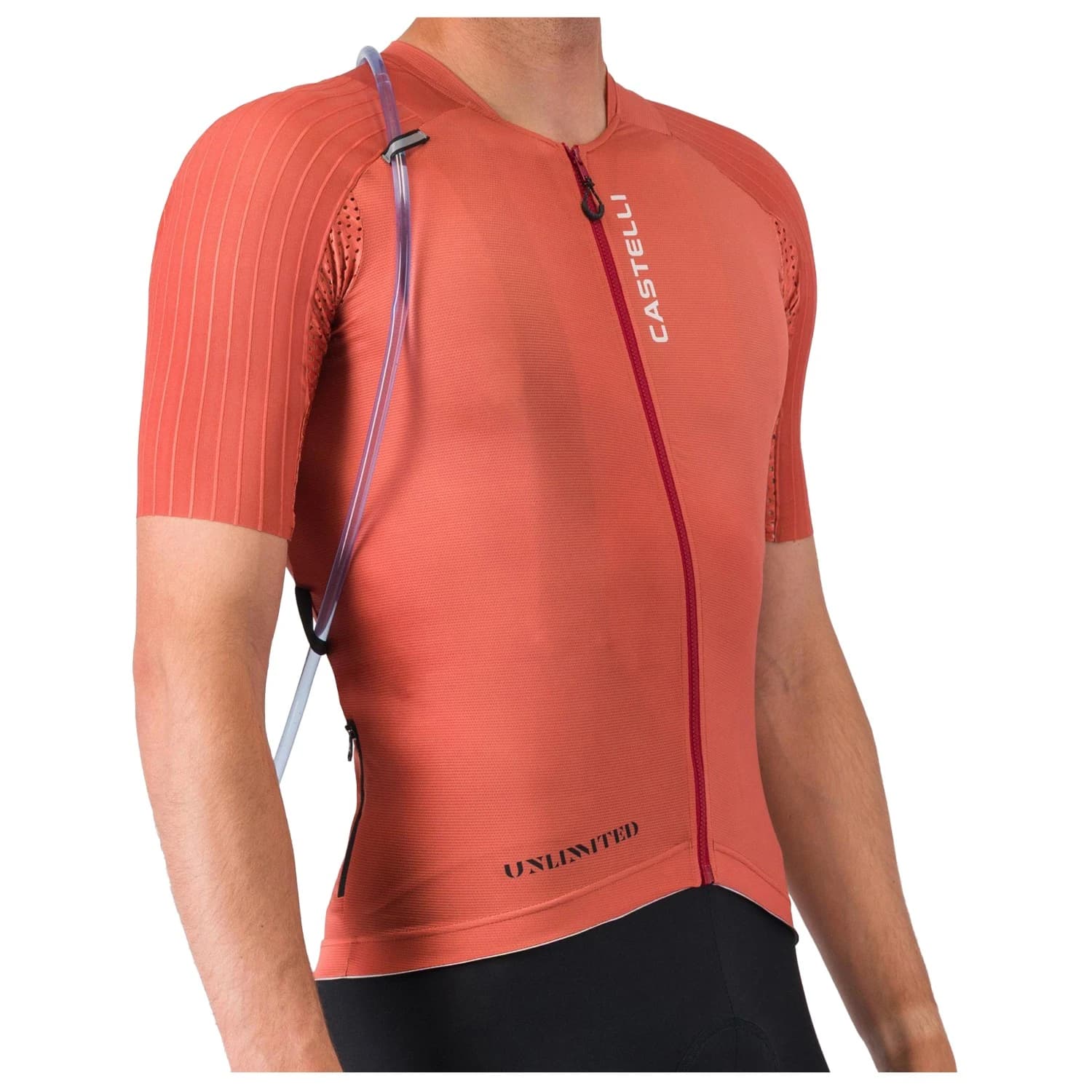 Мъжка фланелка с къс ръкав за колоездене Castelli Unlimited Pro 2 Jersey Cycling jersey - Paprika