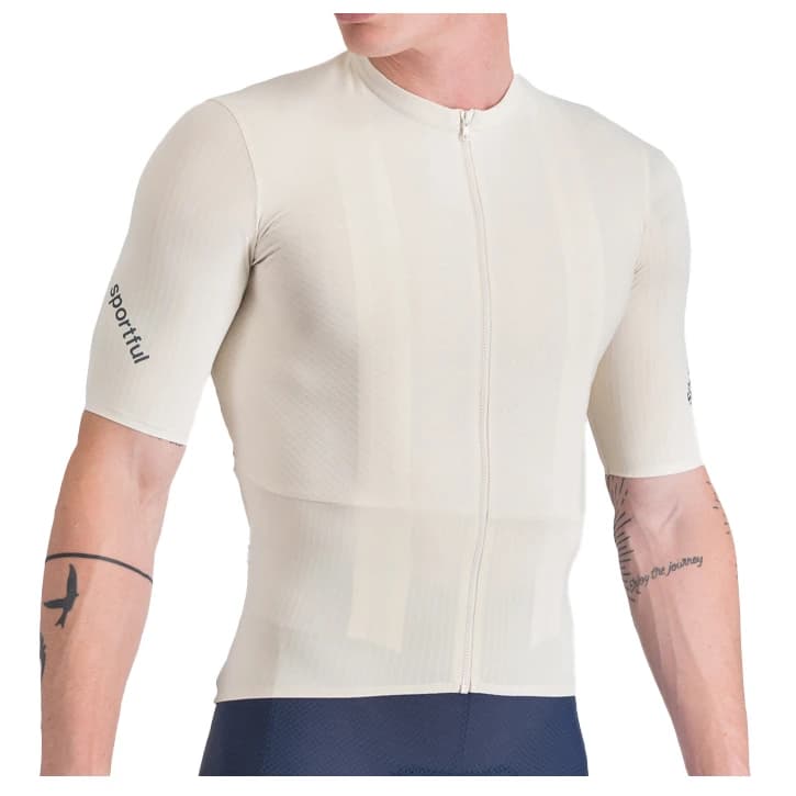 Мъжка фланелка с къс ръкав за колоездене Sportful Hyperepic Jersey Cycling jersey - Cream
