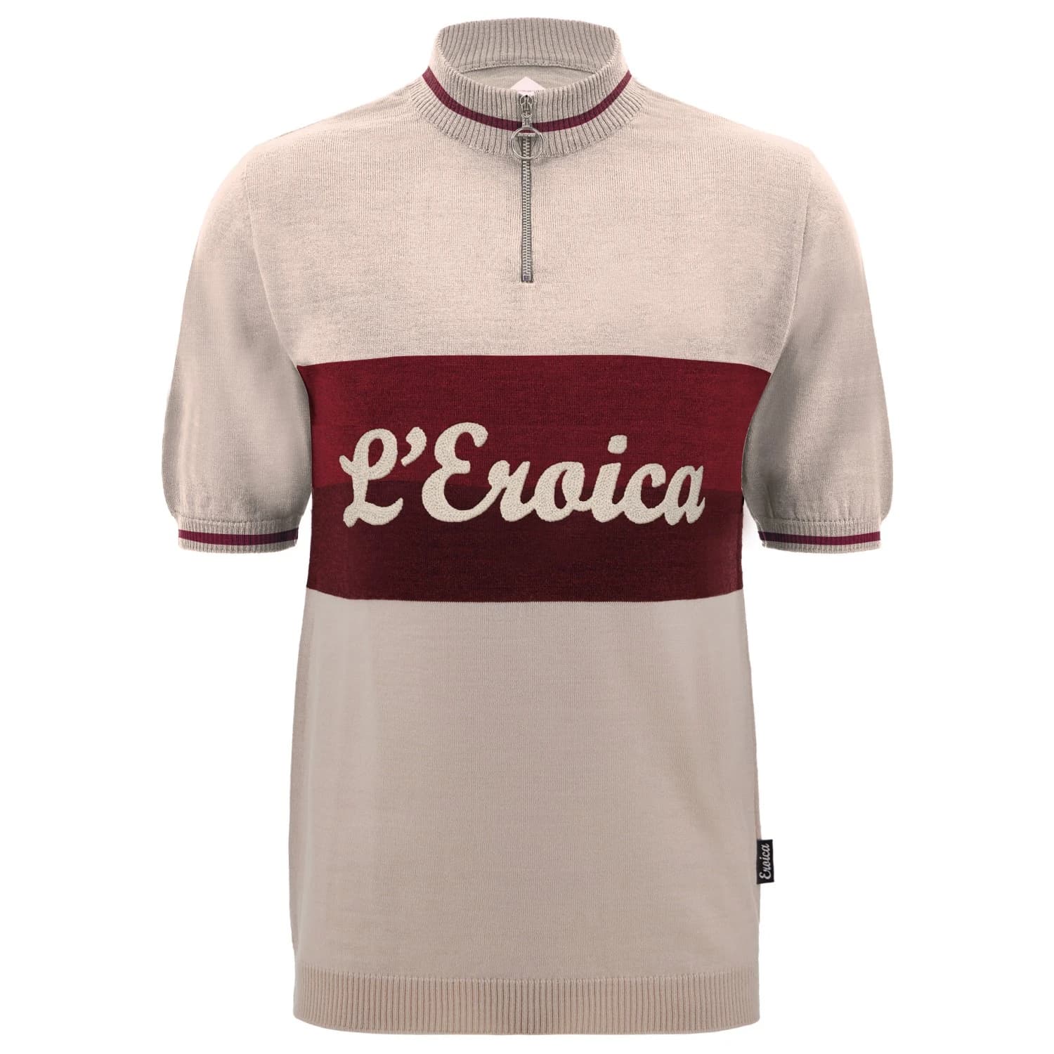 Мъжка фланелка с къс ръкав за колоездене Santini Eroica Vino Wool Jersey Cycling jersey - Cappuccino