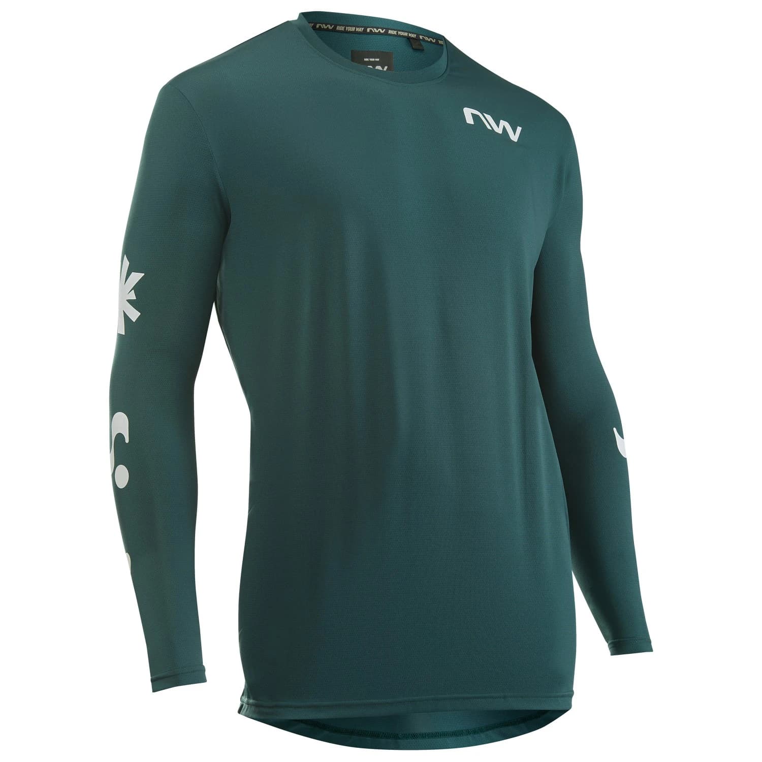 Мъжка фланелка с къс ръкав за колоездене Northwave Xtrail Jersey Long Sleeve Cycling jersey - Petrolium / White