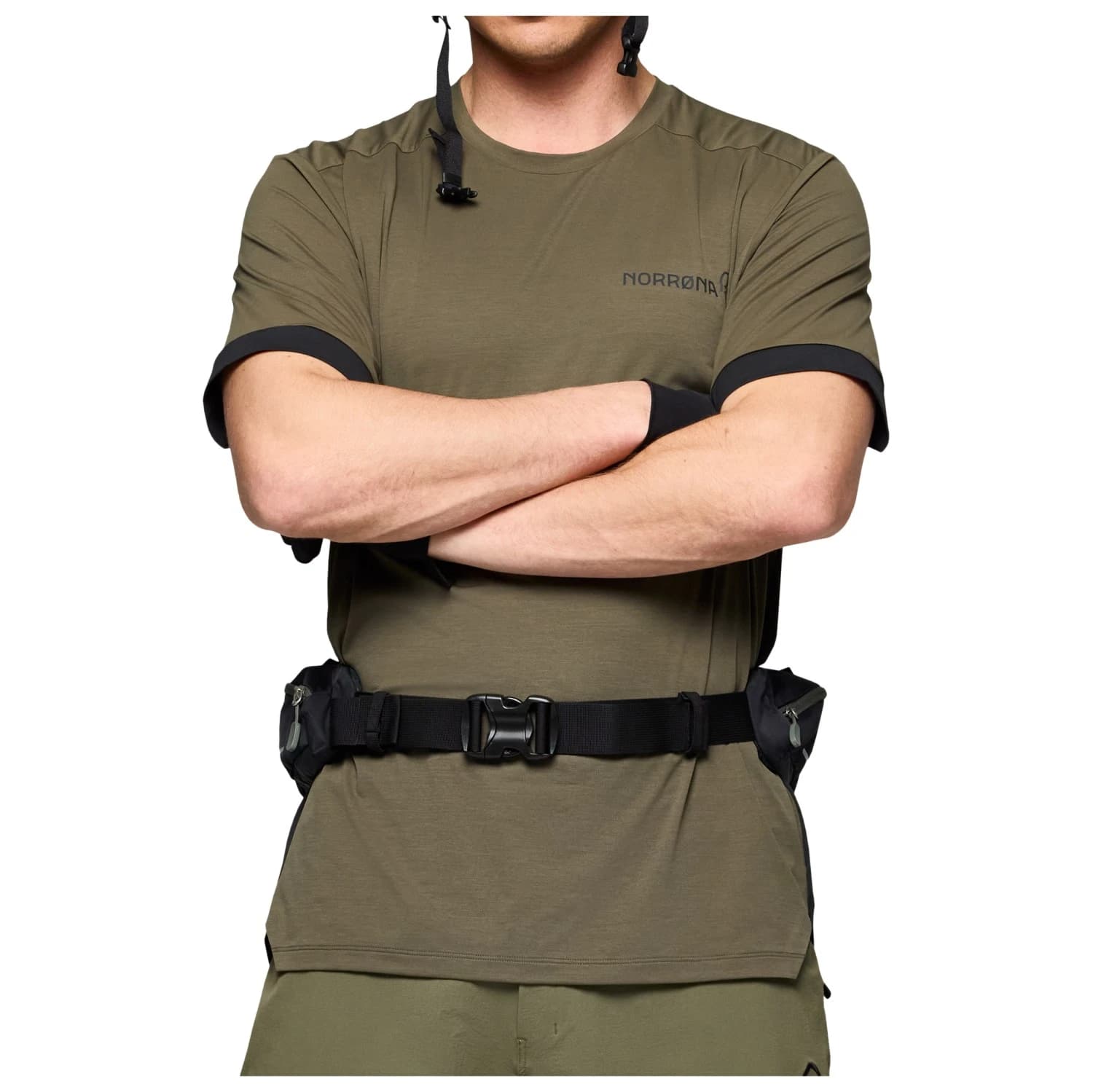 Мъжка фланелка с къс ръкав за колоездене Norrøna Fjørå Equaliser T-Shirt Cycling jersey - Olive Night / Caviar Black