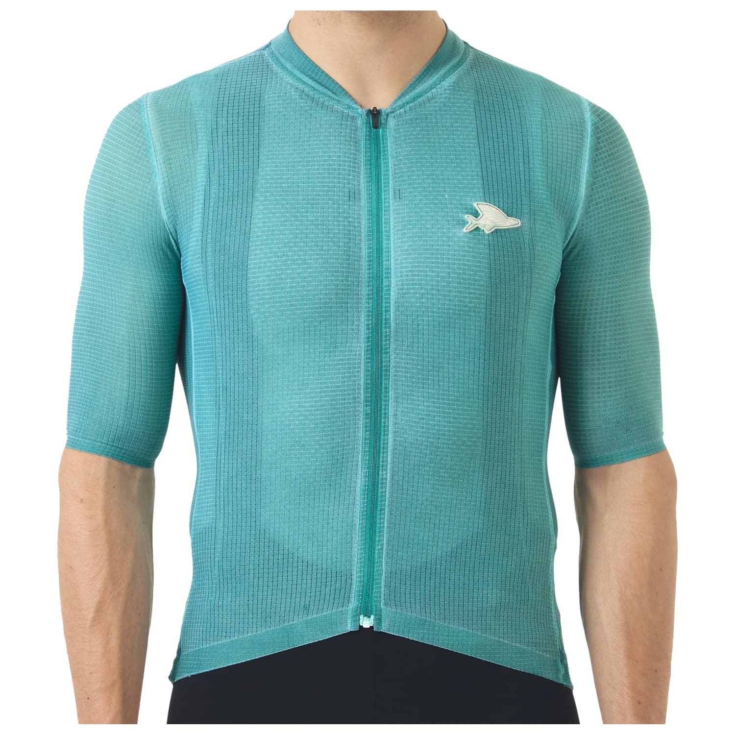 Мъжка фланелка с къс ръкав за колоездене CAFÉ DU CYCLISTE Angeline Cycling jersey - Cold Dye Dark Sea