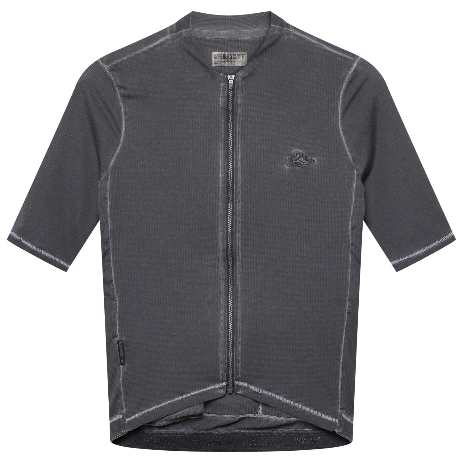 Мъжка фланелка с къс ръкав за колоездене CAFÉ DU CYCLISTE Laurette Cycling jersey - Cold Dye Anthracite