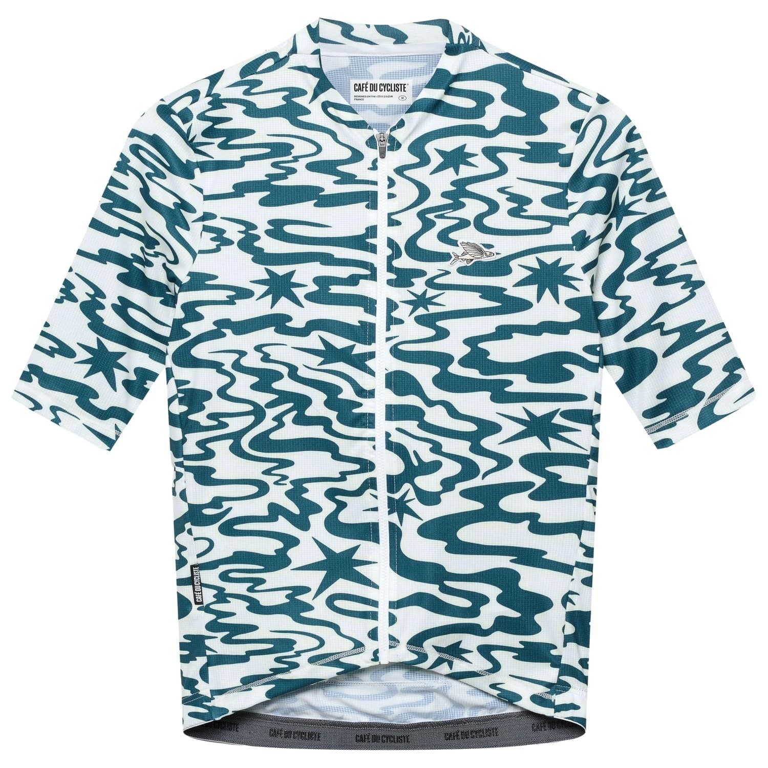 Мъжка фланелка с къс ръкав за колоездене CAFÉ DU CYCLISTE Laurette Cycling jersey - Stars Dark Sea