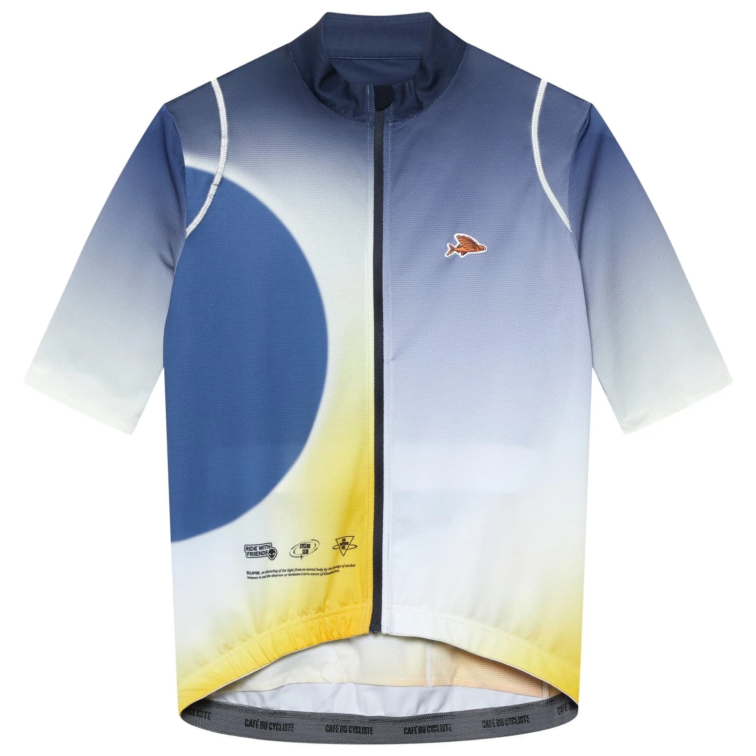 Мъжка фланелка с къс ръкав за колоездене CAFÉ DU CYCLISTE Mona Cycling jersey - Eclipse Navy