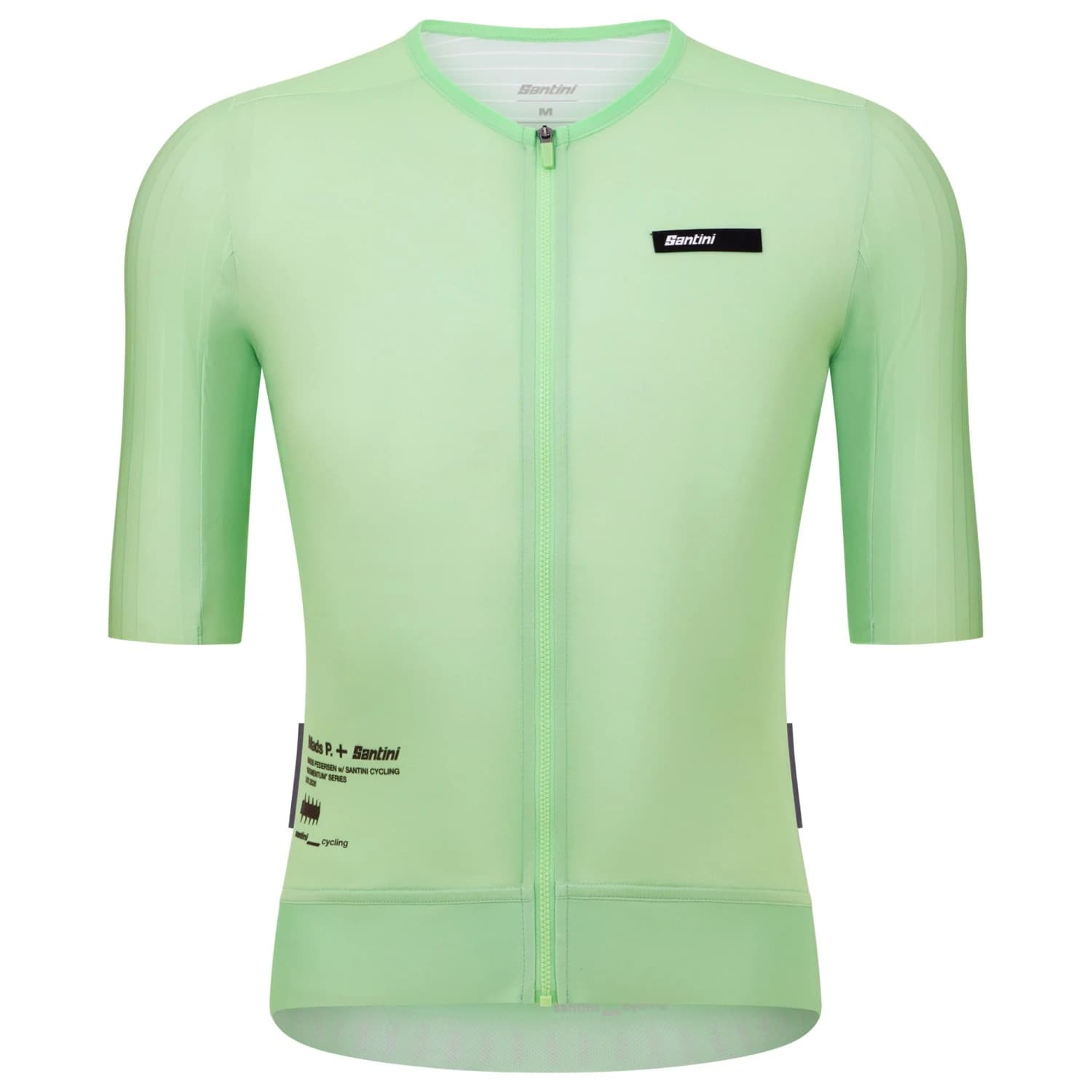 Фланелка с къс ръкав за колоездене Santini Mads Pedersen Momentum Series Short Sleeve Jersey Cycling jersey - Verde Menta