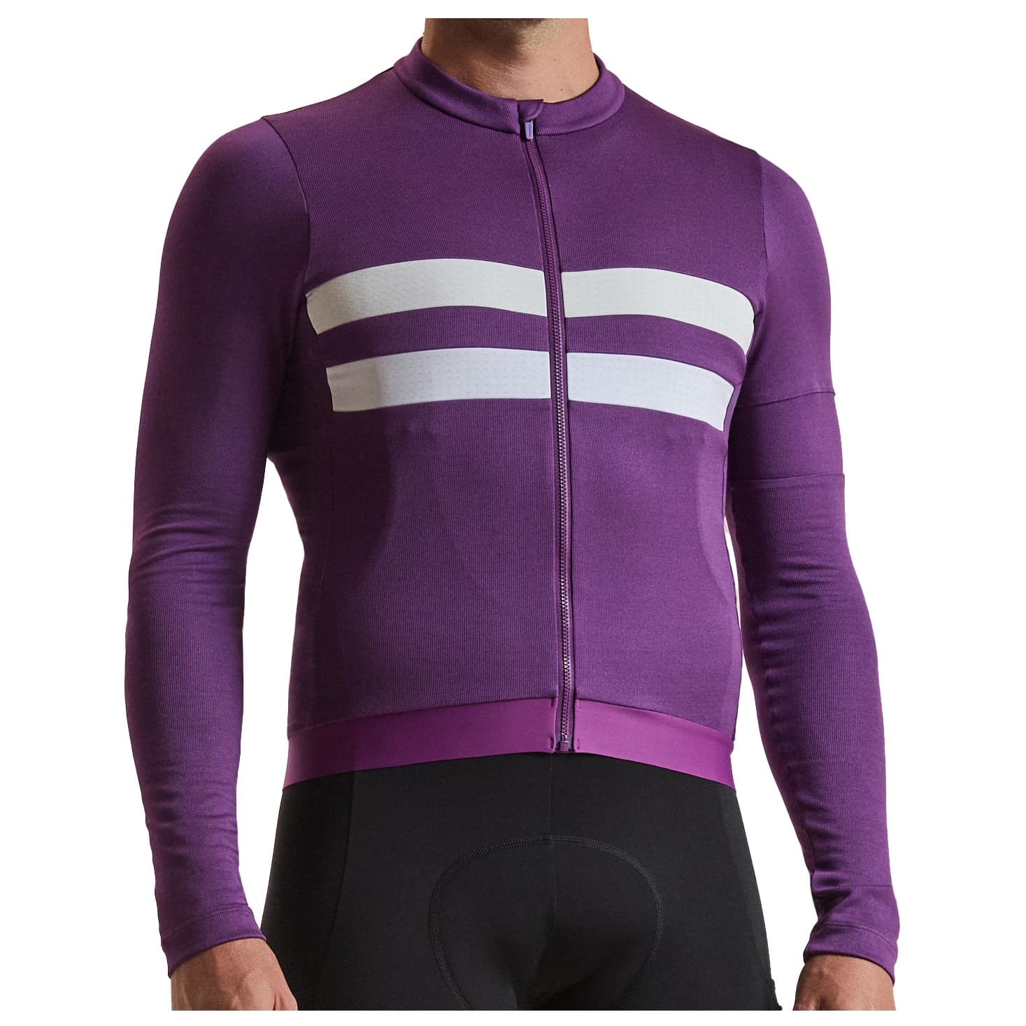 Фланелка с дълъг ръкав за колоездене Rapha Brevet Long Sleeve Merino Jersey III Cycling jersey - Blackberry / White