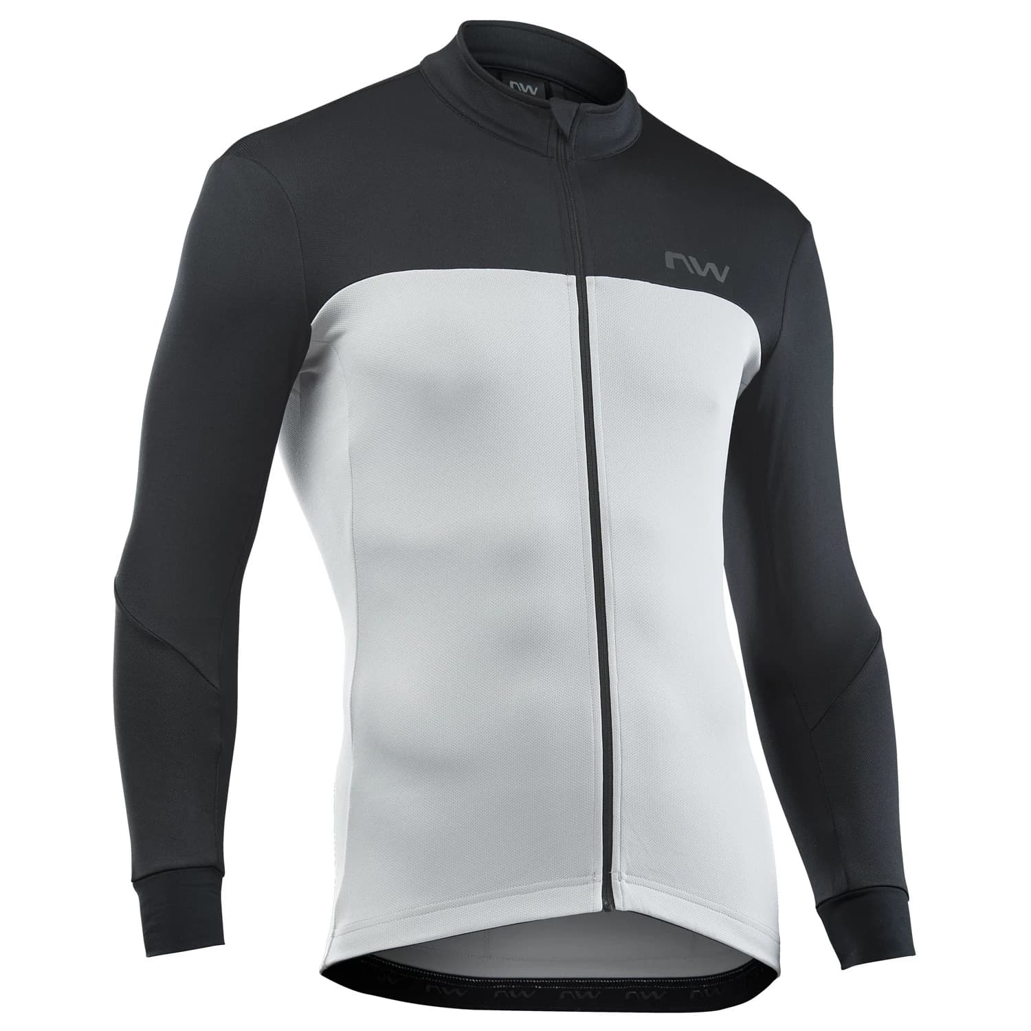 Фланелка с дълъг ръкав за колоездене Northwave Force 2 Jersey L/S Full Zip Cycling jersey - Light Grey / Black