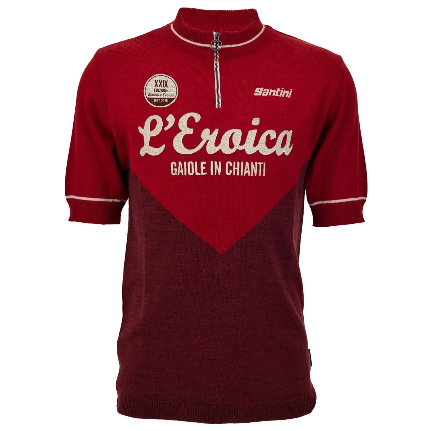 Мъжка фланелка с къс ръкав за колоездене Santini Eroica 29° Gaiole Cycling jersey - Bordeaux