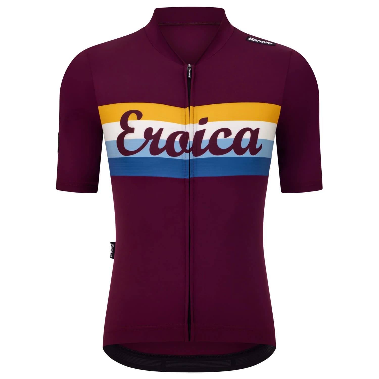 Фланелка с къс ръкав за колоездене Santini Eroica Timo S/S Jersey Cycling jersey - Bordeaux
