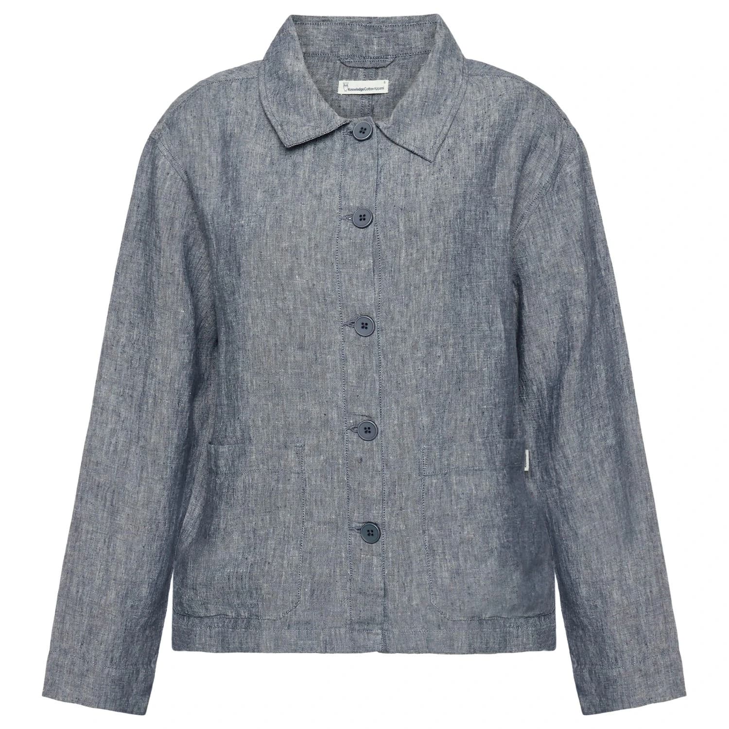 Дамско ежедневно яке Knowledgecotton apparel Women's Regular Linen Overshirt Casual jacket - Vintage Indigo