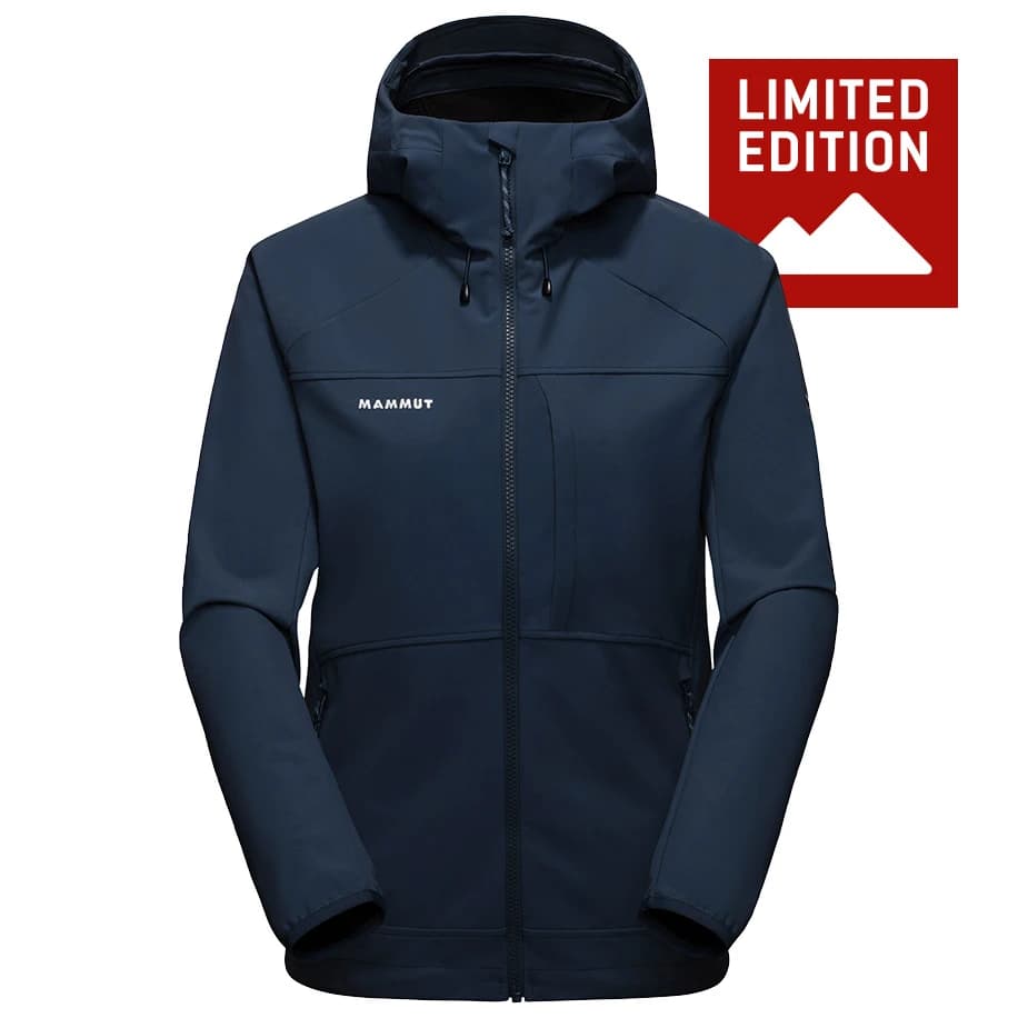 Дамско софтшел яке Mammut Women's Ultimate Comfort SO Hooded Jacket Exclusive Softshell jacket - Marine