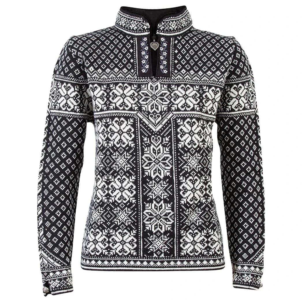 Дамски вълнен пуловер Dale of Norway Women's Peace Sweater Wool jumper - Black / Off White