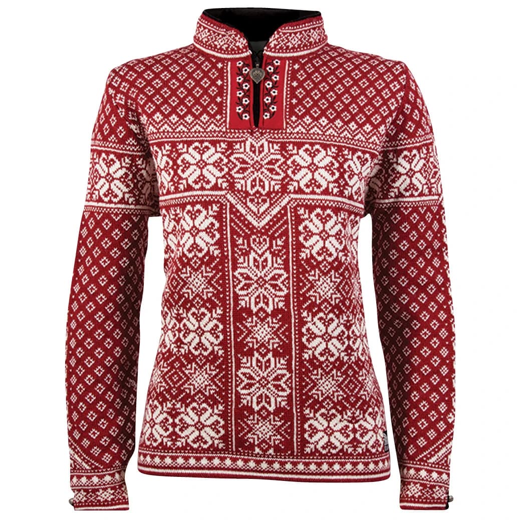 Дамски вълнен пуловер Dale of Norway Women's Peace Sweater Wool jumper - Red Rose / Off White