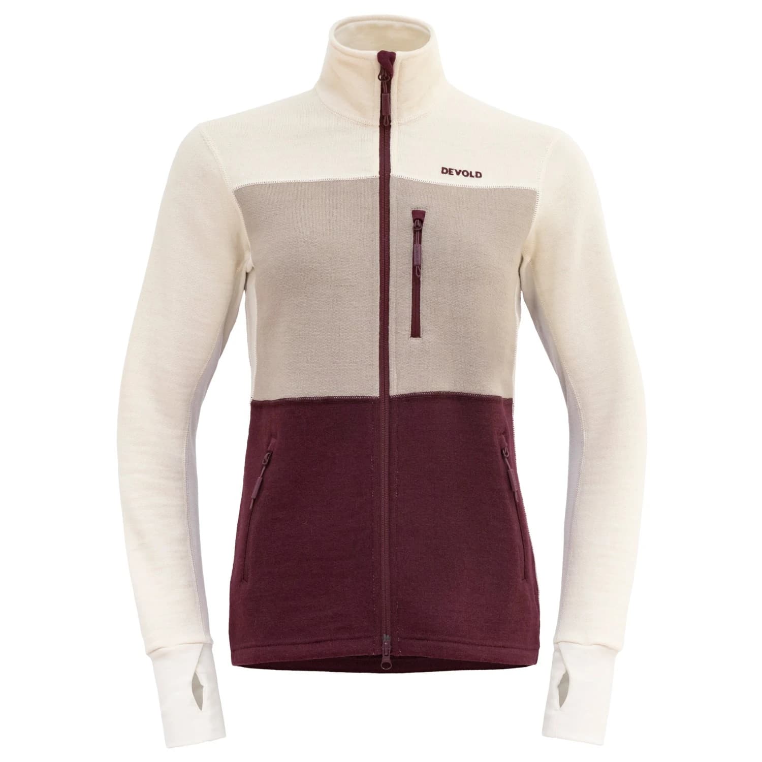 Вълнено яке Devold Women's Thermo Wool Jacket - Port / Raw White / Stone