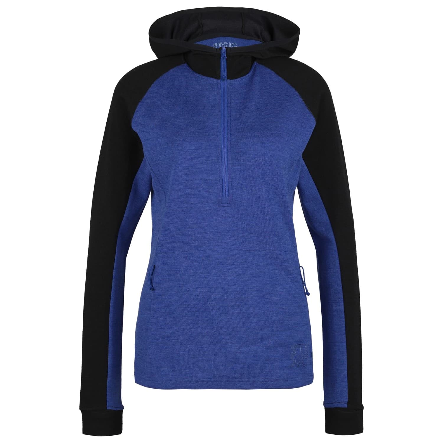 Дамски вълнен пуловер Stoic Women's Merino260 StadjanSt. 3/4 Zip w. Hood Merino hoodie - Black / Twilight Blue Melange