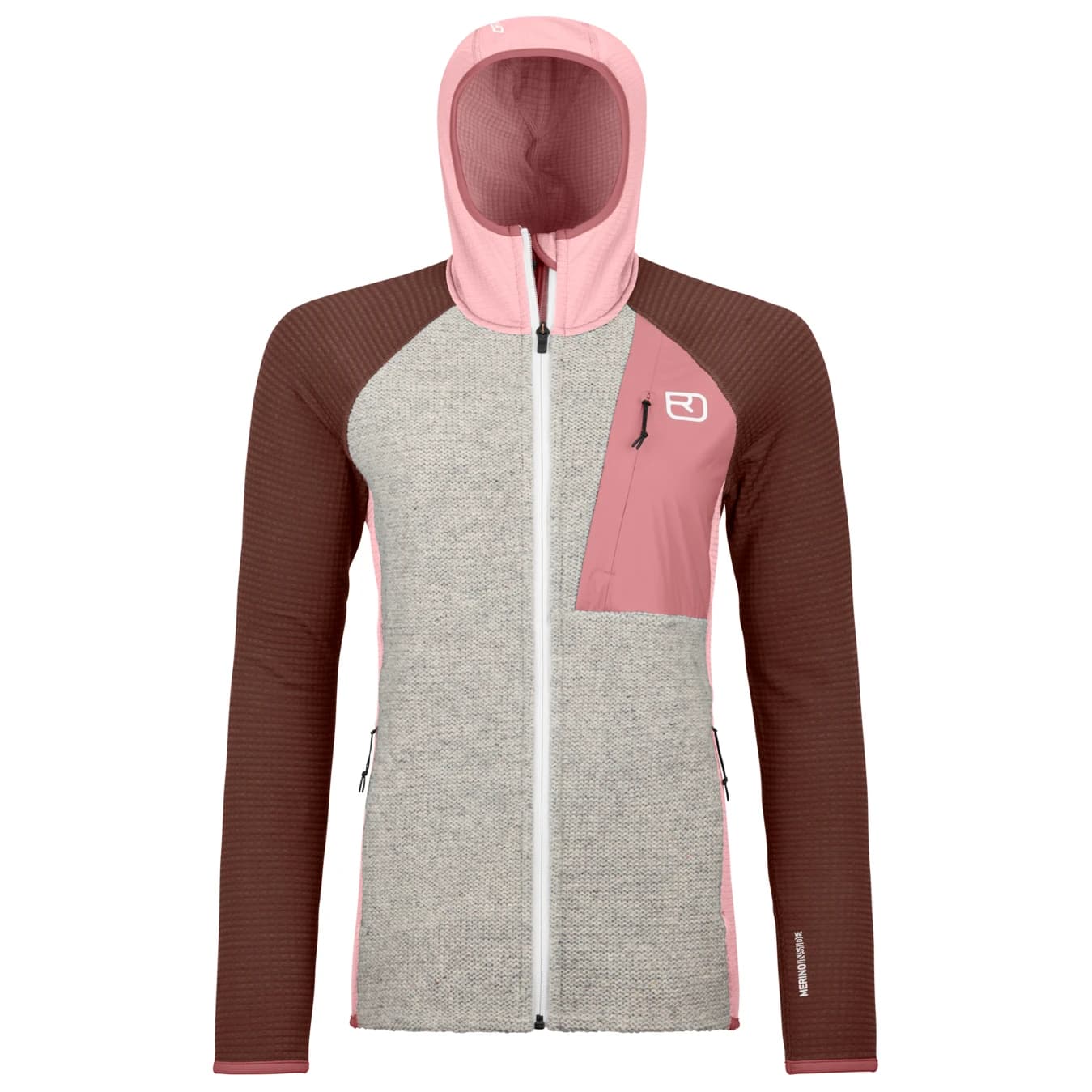 Дамско вълнено яке Ortovox Women's Fleece Grid Plus Classic Knit Hoody Fleece jacket - Dawn Rose