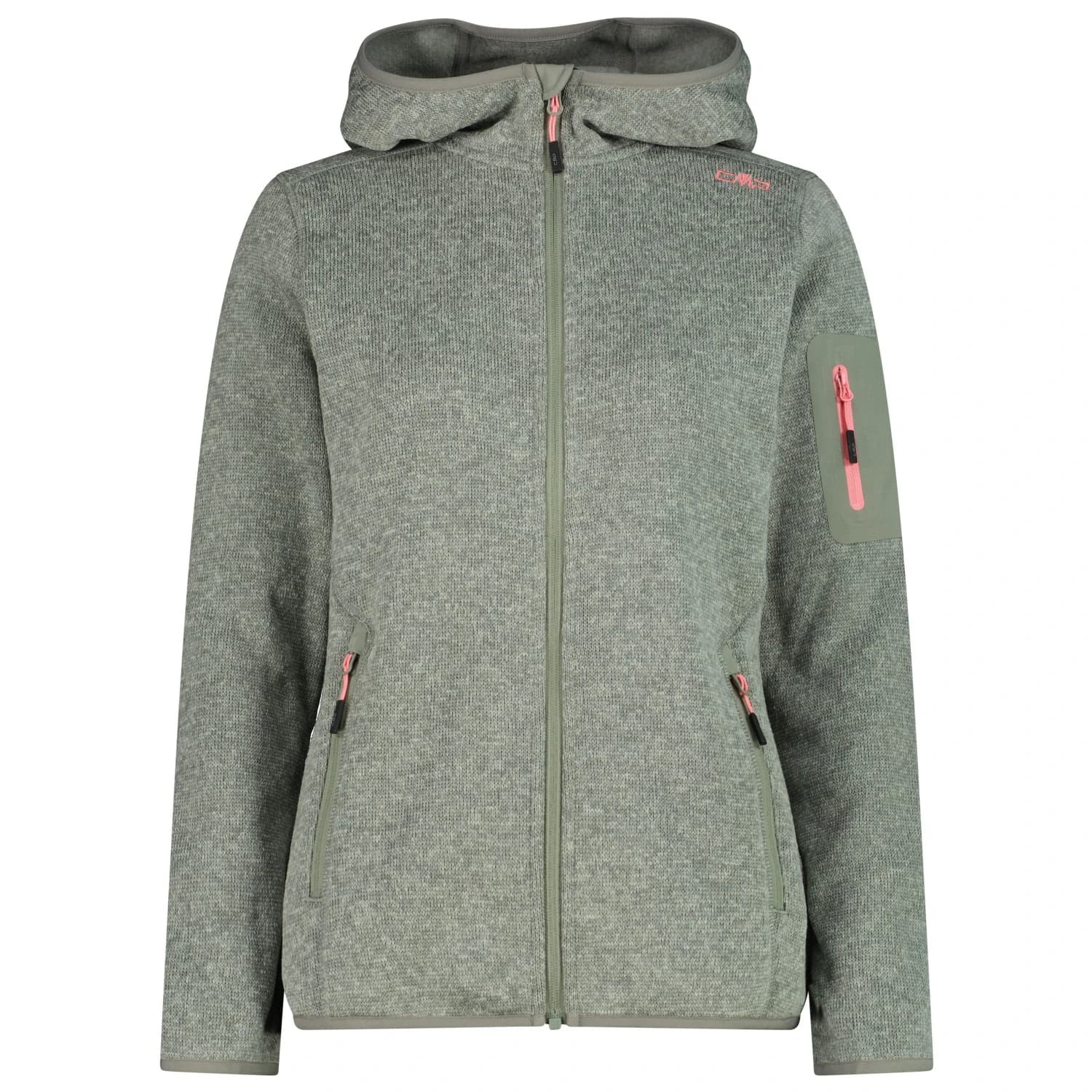 Дамско поларено яке Cmp Women's Jacket Fix Hood Jacquard Knitted 3H19826 Fleece jacket - Avocado / Pistacchio