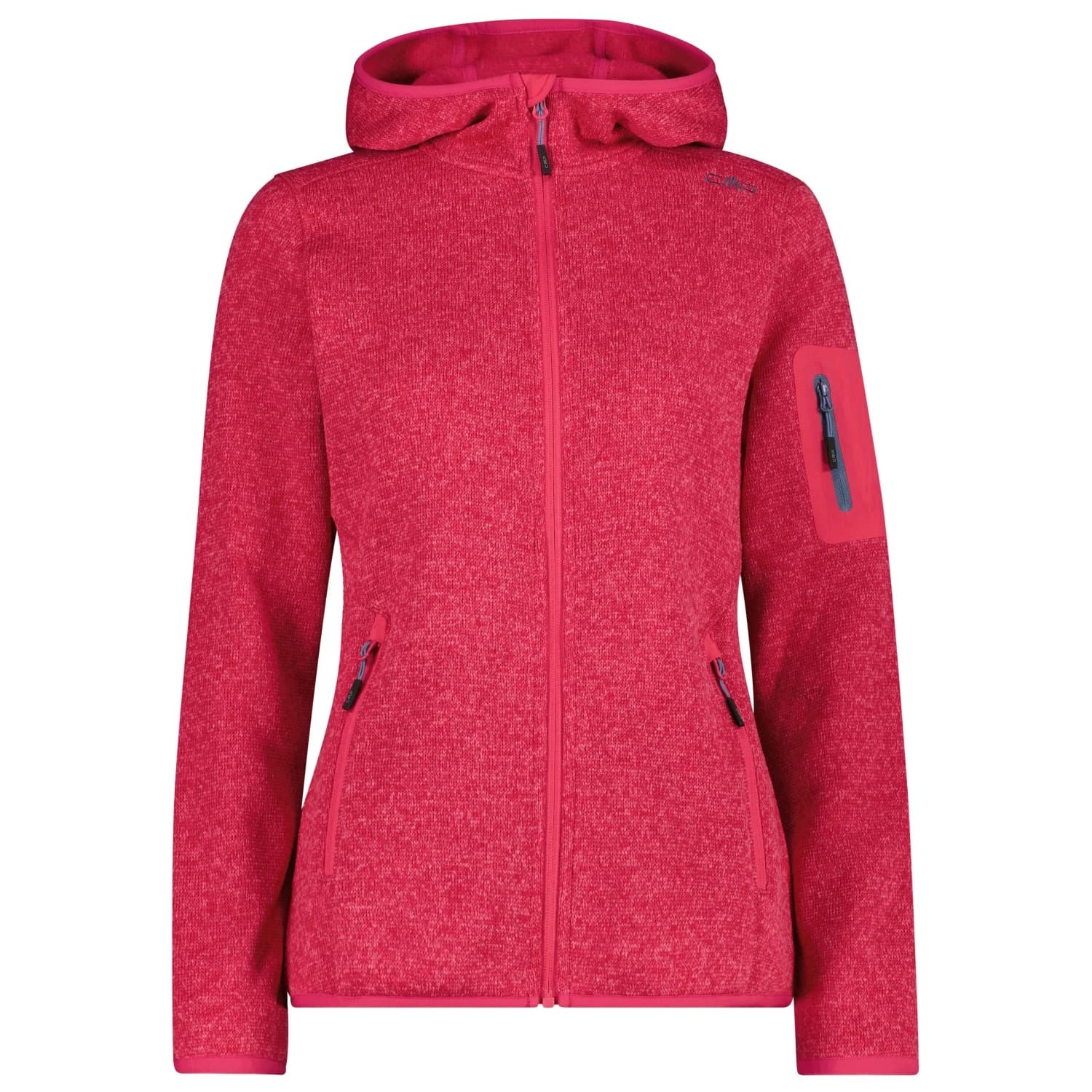Дамско поларено яке CMP Women's Jacket Fix Hood Jacquard Knitted 3H19826 Fleece jacket - Magenta / Lighter