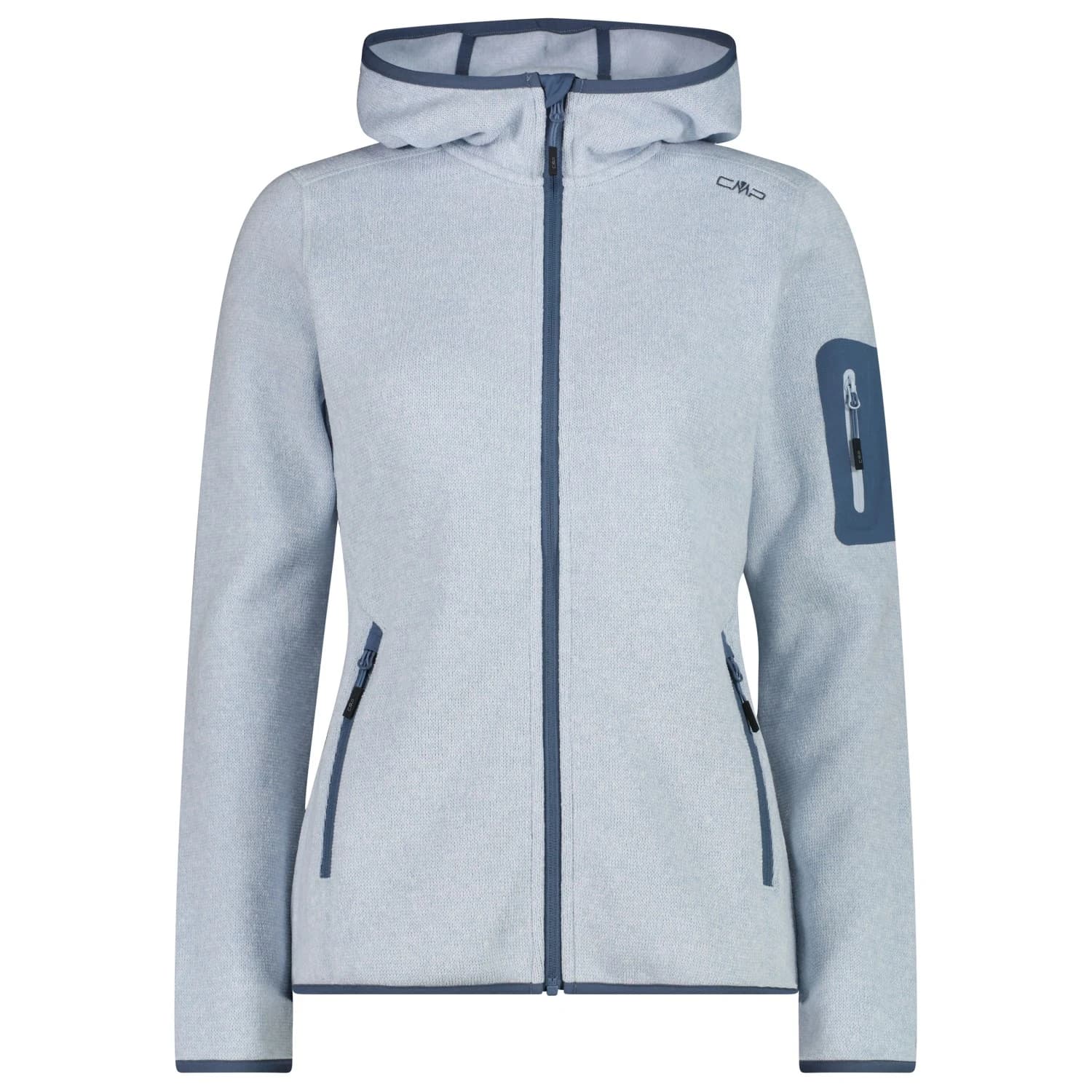 Дамско поларено яке CMP Women's Jacket Fix Hood Jacquard Knitted 3H19826 Fleece jacket - Sky Blue / Bianco