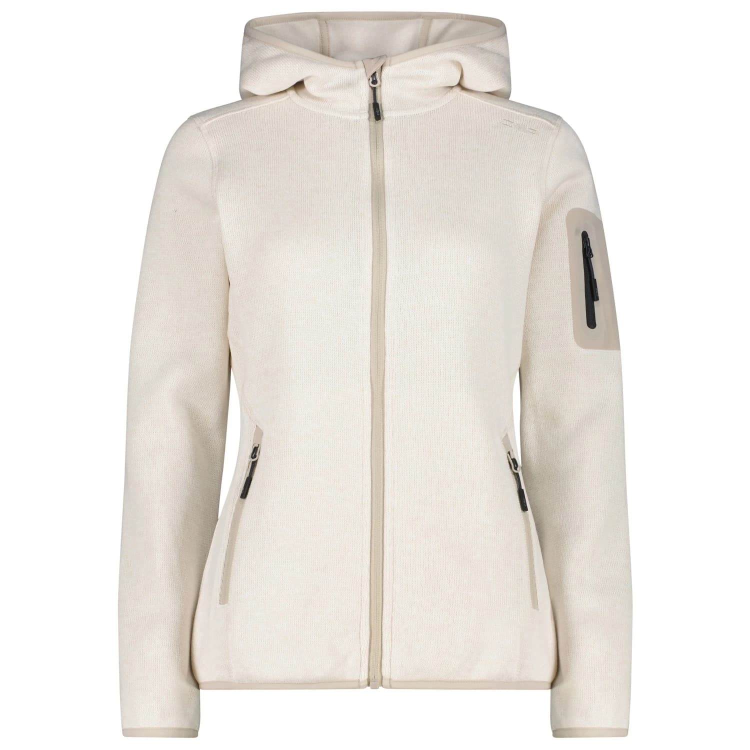 Дамско поларено яке CMP Women's Jacket Fix Hood Jacquard Knitted 3H19826 Fleece jacket - Bianco Gesso / Darker