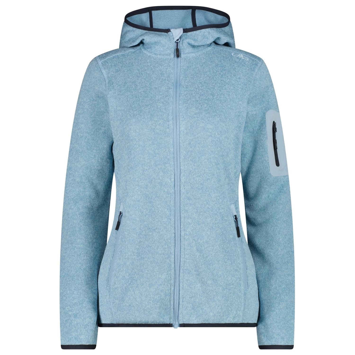 Дамско поларено яке CMP Women's Jacket Fix Hood Jacquard Knitted 3H19826 Fleece jacket - Cool Blue / Sky