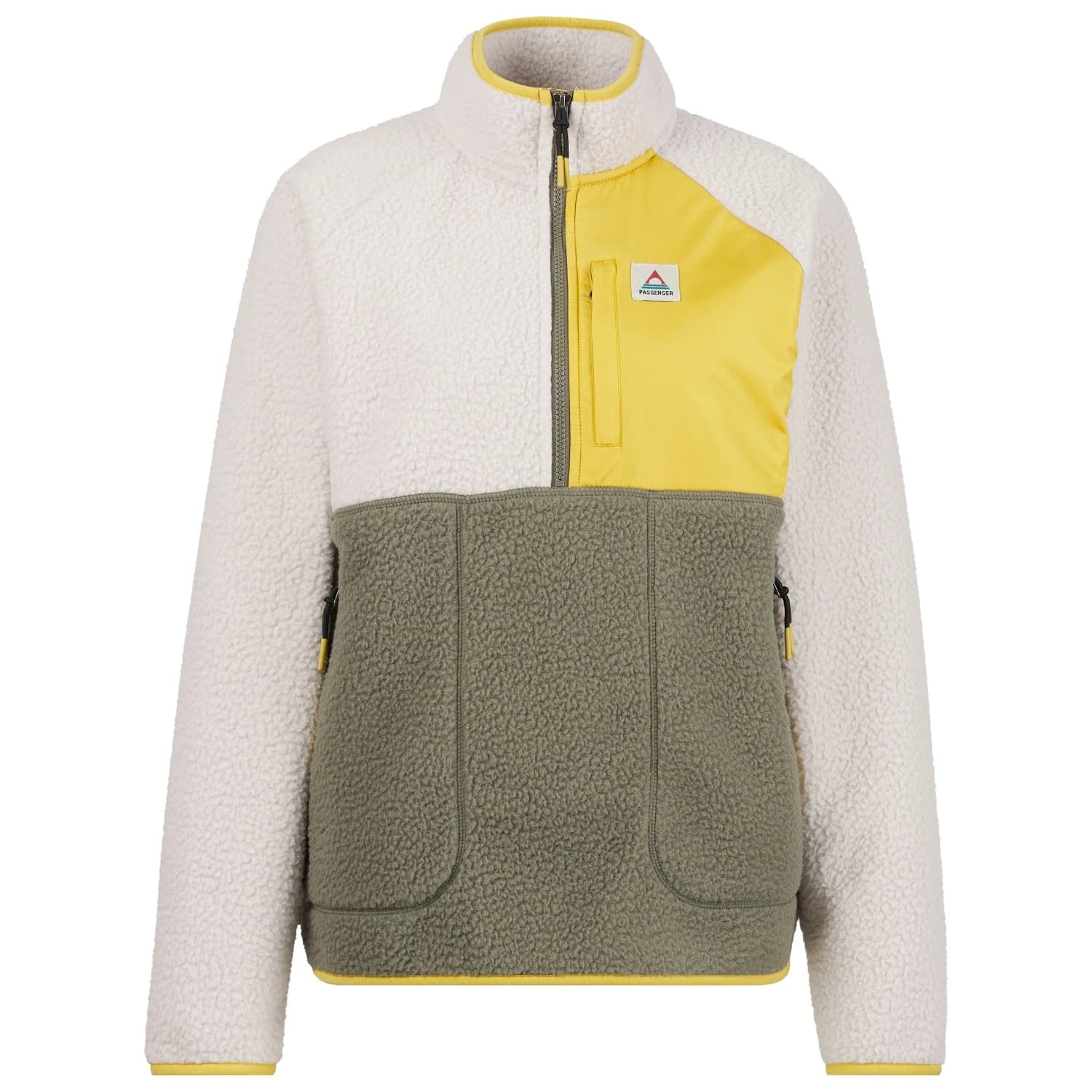 Дамски поларен пуловер Passenger Women's Home 2.0 1/2 Zip Recycled Sherpa Fleece Fleece jacket - Vintage White / Dusty Olive