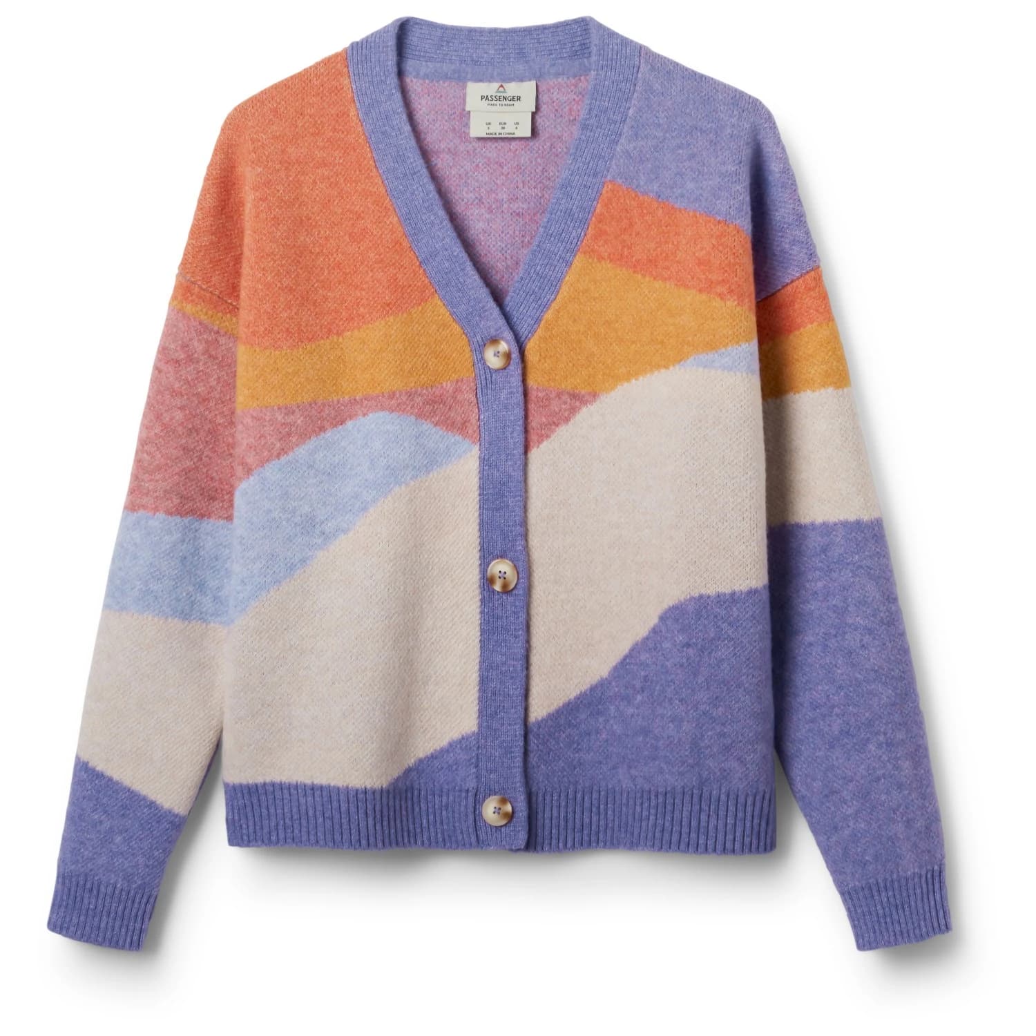 Дамско вълнено яке Passenger Women's Scenic Recycled Knitted Cardigan Cardigan - Scenic Sunrise Orange